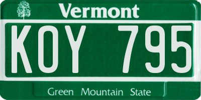 VT license plate KOY795