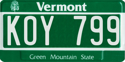 VT license plate KOY799