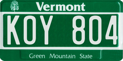 VT license plate KOY804