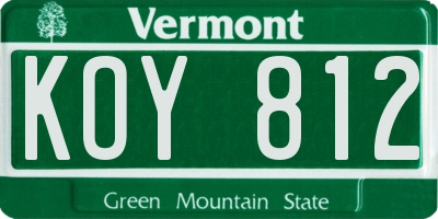 VT license plate KOY812