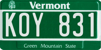 VT license plate KOY831