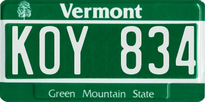 VT license plate KOY834