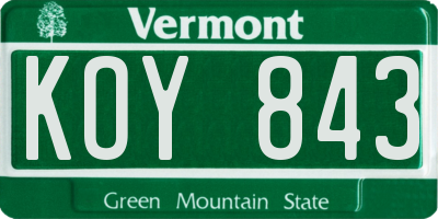 VT license plate KOY843