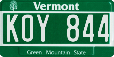 VT license plate KOY844