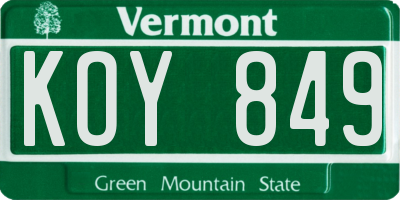 VT license plate KOY849