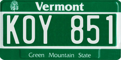 VT license plate KOY851