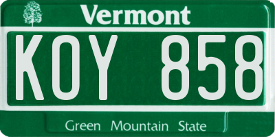 VT license plate KOY858