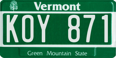 VT license plate KOY871