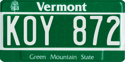 VT license plate KOY872