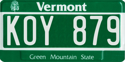 VT license plate KOY879