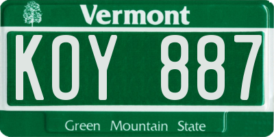 VT license plate KOY887