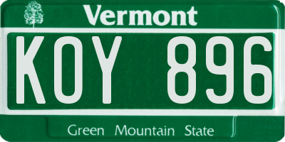 VT license plate KOY896