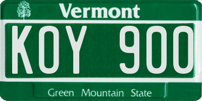 VT license plate KOY900