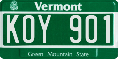 VT license plate KOY901