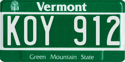 VT license plate KOY912