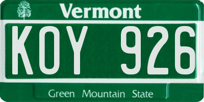 VT license plate KOY926