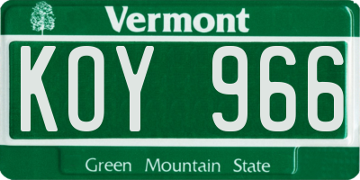 VT license plate KOY966