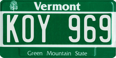 VT license plate KOY969