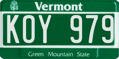 VT license plate KOY979