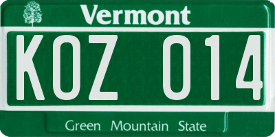 VT license plate KOZ014