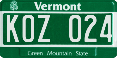VT license plate KOZ024