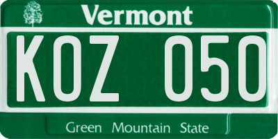 VT license plate KOZ050