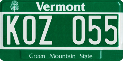 VT license plate KOZ055