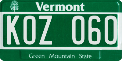 VT license plate KOZ060