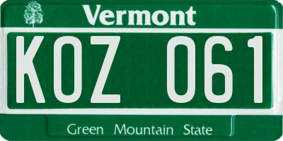 VT license plate KOZ061