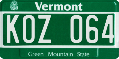 VT license plate KOZ064