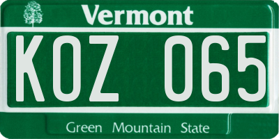 VT license plate KOZ065