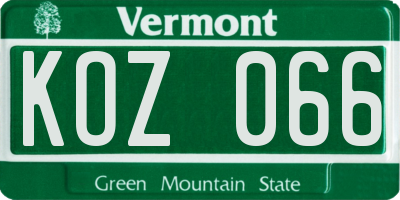 VT license plate KOZ066