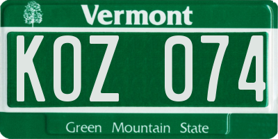 VT license plate KOZ074
