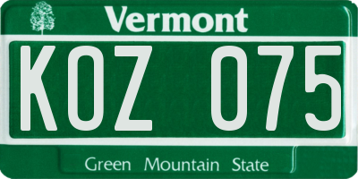 VT license plate KOZ075