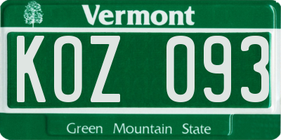 VT license plate KOZ093