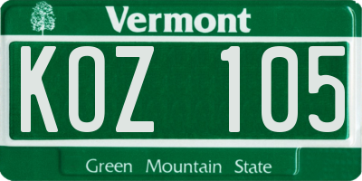 VT license plate KOZ105