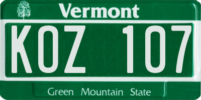VT license plate KOZ107