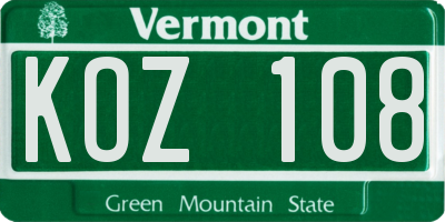 VT license plate KOZ108
