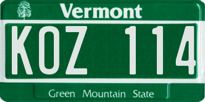 VT license plate KOZ114