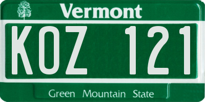 VT license plate KOZ121