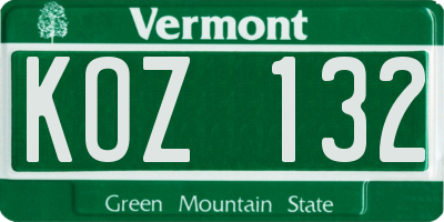 VT license plate KOZ132
