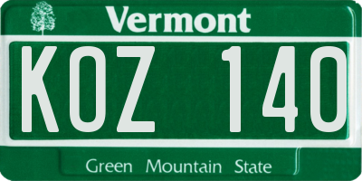 VT license plate KOZ140
