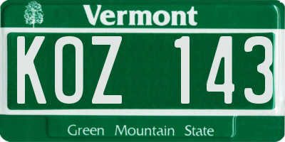 VT license plate KOZ143