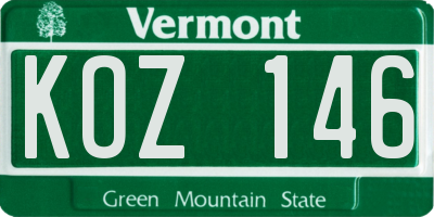 VT license plate KOZ146