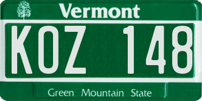 VT license plate KOZ148