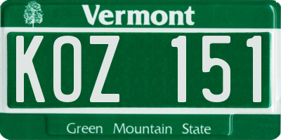 VT license plate KOZ151
