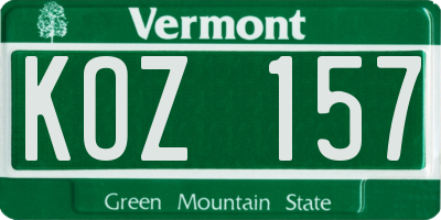 VT license plate KOZ157