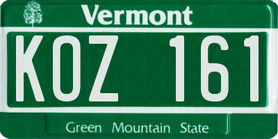 VT license plate KOZ161