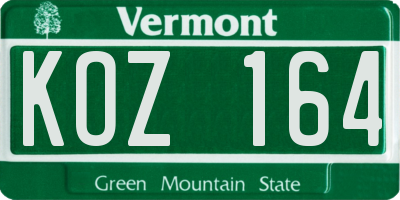 VT license plate KOZ164