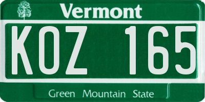 VT license plate KOZ165